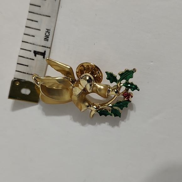 Vintage Gold Angle with Holly or Wreath Tac Pin - Picture 5 of 7